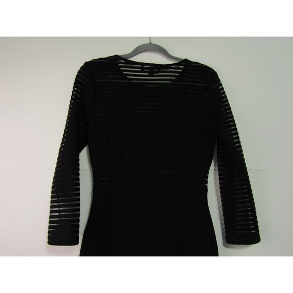 Lulus Black Mesh Dress Bodycon Mini Ribbed Sz  M Minimalist Whimsygoth Fairy - Picture 6 of 16